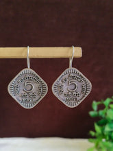 Silver Oxidised 5 Pesa Old Coin Hook Earrings | Sarichka