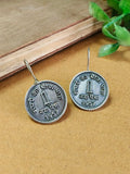 Antique Oxidised One Rupee Coin Hook Earrings | Sarichka
