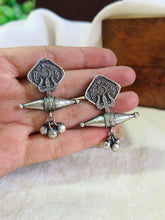 Silver Oxidised Trishul Stud Earrings | Sarichka