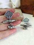 Silver Oxidised Trishul Stud Earrings | Sarichka