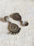Silver Oxidised Teardrop Dangler Earrings | Sarichka