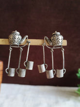 Oxidized Silver Tea Kettle Dangler Earrings | Sarichka
