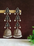 Antique Oxidised Pearl Drop Jhumka Earrings | Sarichka