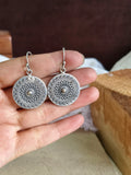 German Silver Oxidized Round Hook Earrings | Sarichka