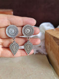 Elegant Silver Plated Oxidised Dangler Earrings | Sarichka
