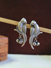 Charming Oxidized Silver Parrot Stud Earrings | Sarichka