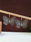 Oxidised Butterfly Brass Hook Earrings for Elegant Charm | Sarichka