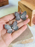 Oxidised Butterfly Brass Hook Earrings for Elegant Charm | Sarichka