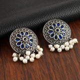 Party Wear oxidised Pearl Earrings | Sarichka