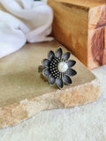 Antique Oxidised Flower Design Adjustable Ring | Sarichka