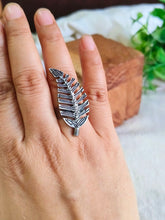Antique Oxidised Adjustable Leaf Design Ring | Sarichka
