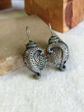 Silver Look-Alike Shankh Oxidised Hook Earrings | Sarichka