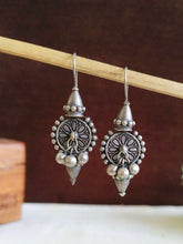 Navratri Oxidised Silver Hook Earrings | Sarichka
