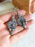 Navratri Oxidised Silver Hook Earrings | Sarichka
