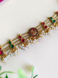 Gold-Plated Red & Green Gemstone Choker Set | Sarichka