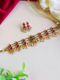 Divine Lakshmi Gold-Plated Temple Choker Set | Sarichka