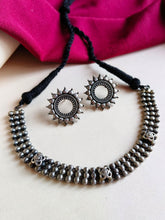 Oxidised Silver Sparkle Choker Set with Studs | Sarichka Fashion