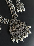 Traditional Silver Replica Pearl Drop Necklace | AMOLA