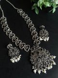 Traditional Silver Replica Pearl Drop Necklace | AMOLA