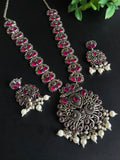Traditional Silver Replica Pearl Drop Necklace | AMOLA