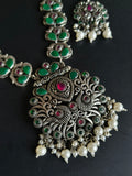 Traditional Silver Replica Pearl Drop Necklace | AMOLA