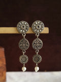 Oxidized Mandala Floral Droplet Dangler Earrings | Sarichka