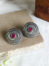 Oxidised Round Stud Earrings
