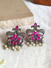 Oxidised Peacock Stone Studs | Sarichka