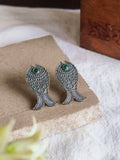 Oxidised Fish Stud Earrings