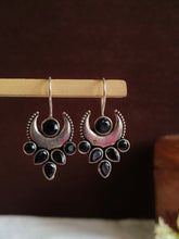 Oxidized Silver Crescent Moon Hook Earrings | Sarichka