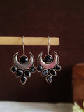 Oxidized Silver Crescent Moon Hook Earrings | Sarichka