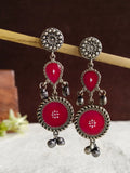 Silver Polish Hand-Painted Meenakari Dangler Earrings | AMOLA