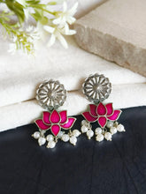 Brass Oxidized Enamel Stud Earring | AMOLA