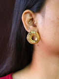Golden Hammered Irregular Round Earrings | Sarichka