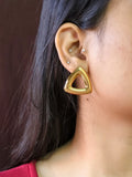 Minimal Gold Hollow Triangle Stud Earrings | Sarichka