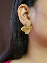 Golden Textured Wave Minimal Stud Earrings | Sarichka