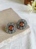 Silver Look a like Oxidised Gemstone Stud | Sarichka