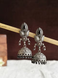Antique Oxidized Floral Dome Jhumka Earring | Sarichka