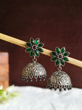 Ethnic Antique Oxidised Stone-Studded Jhumka| Sarichka