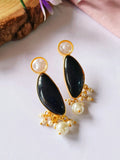 Pink Monalisa Stone Pearl Drop Studs | AMOLA