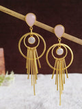 Golden Monalisa Stone Chic Dangler Earrings | Sarichka