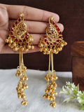 Red-Stone Kashmiri Ghungroo Drop Earrings | Sarichka