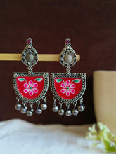 D Shaped Enamel Earrings with Small Ghungroo | Sarichka