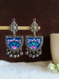 D Shaped Enamel Earrings with Small Ghungroo | Sarichka