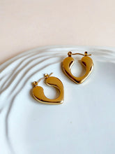Gold Plated Contemporary Heart Hoop Earrings | Sarichka