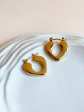 Gold Plated Contemporary Heart Hoop Earrings | Sarichka