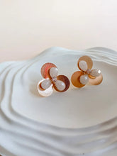 Golden Floral White Stone Stud Earrings | Sarichka