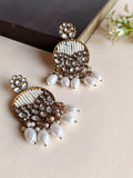 Golden Polki Pearl Chandelier Dangler Earrings | AMOLA