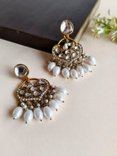Gold Plated Polki Pearl Chandelier Earrings | Sarichka