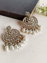 Gold Plated Kundan Pearl Chandbali Earrings | Sarichka